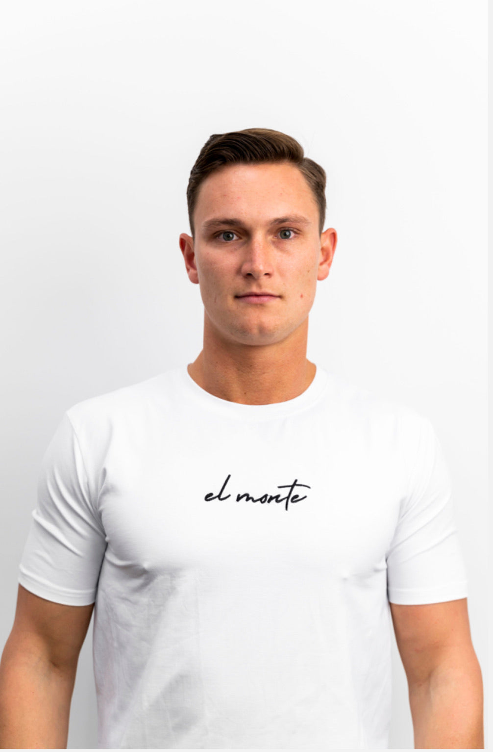 Comfortable El Monte white elite slim fit mens T-shirt